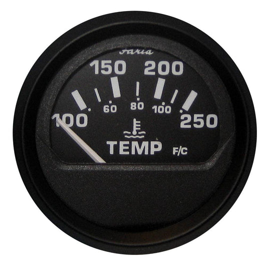 Faria Euro Black 2" Water Temperature Gauge (100-250°F) - Boat Gear USA