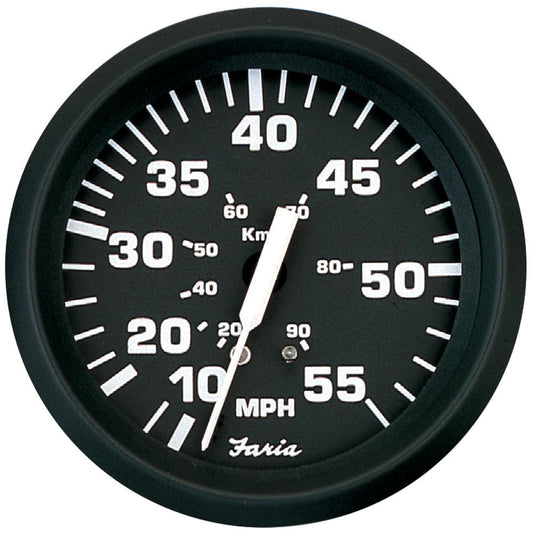 Faria Euro Black 4" Speedometer - 55MPH (Pitot) - Boat Gear USA