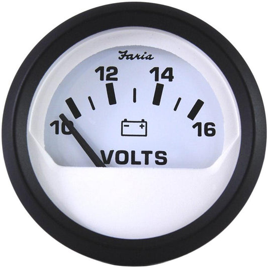 Faria Euro White 2" Voltmeter (10-16 VDC) - Boat Gear USA