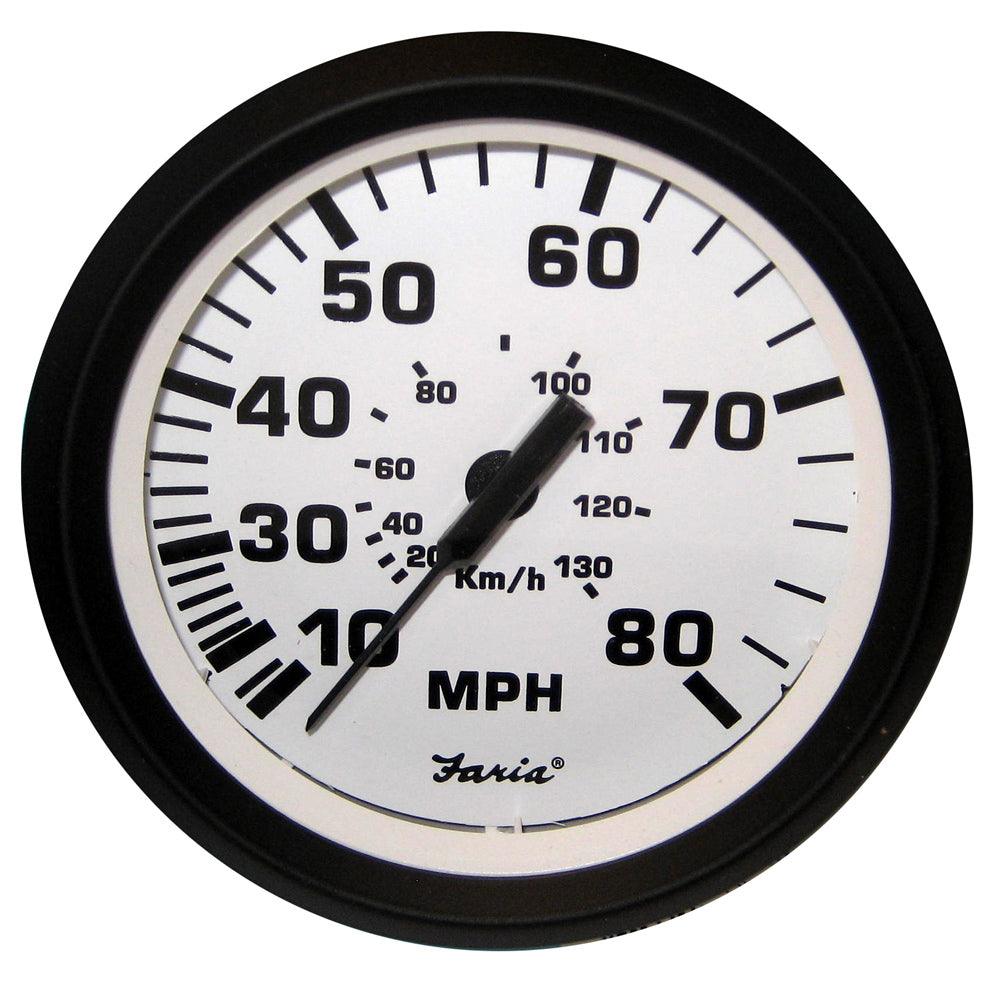 Faria Euro White 4" Speedometer - 80MPH (Pitot) - Boat Gear USA