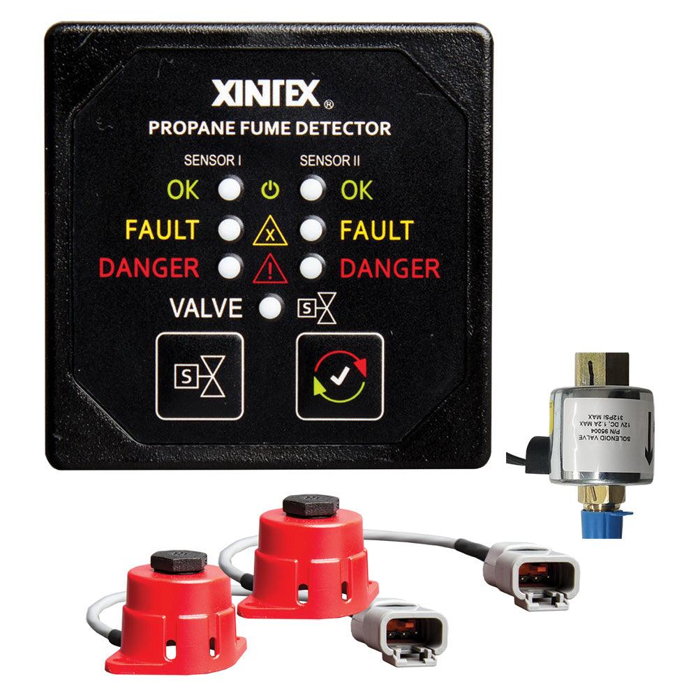 Fireboy-Xintex Propane Fume Detector, 2 Channel, 2 Sensors, Solenoid Valve & Control & 20' Cable - 24V DC - Boat Gear USA