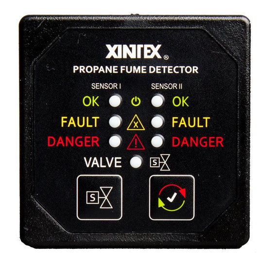 Fireboy-Xintex Propane Fume Detector w/2 Plastic Sensors - No Solenoid Valve - Square Black Bezel Display - Boat Gear USA