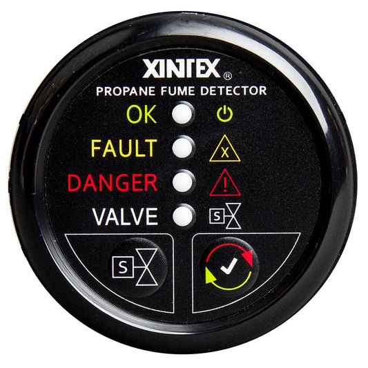 Fireboy-Xintex Propane Fume Detector w/Automatic Shut-Off & Plastic Sensor - No Solenoid Valve - Black Bezel Display - Boat Gear USA