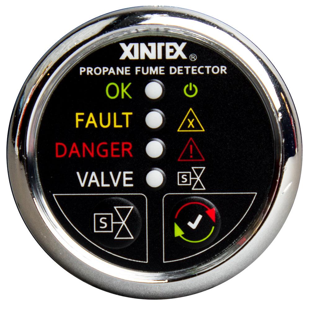 Fireboy-Xintex Propane Fume Detector w/Plastic Sensor & Solenoid Valve - Chrome Bezel Display - Boat Gear USA