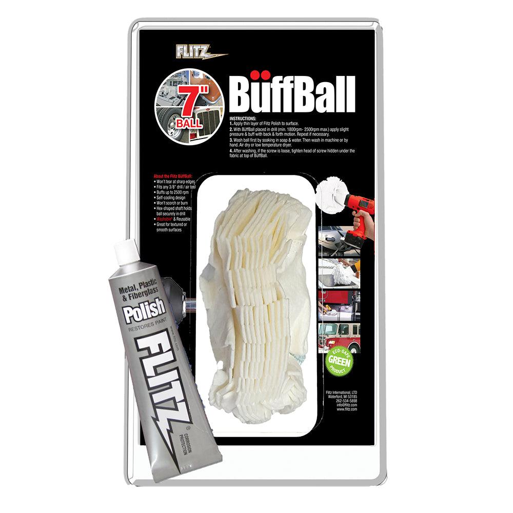 Flitz Buff Ball - Extra Large 7" - White w/1.76oz Tube Flitz Polish - Boat Gear USA