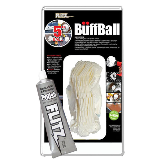 Flitz Buff Ball - Large 5" - White w/1.76oz Tube Flitz Polish - Boat Gear USA