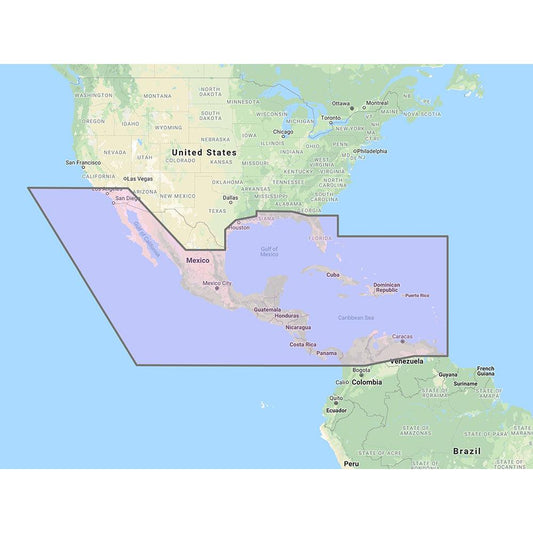 Furuno Central America, Caribbean & Part of Mexico Vector Chart - 3D Data & Standard Resolution Satellite Photos - Unlock Code - Boat Gear USA