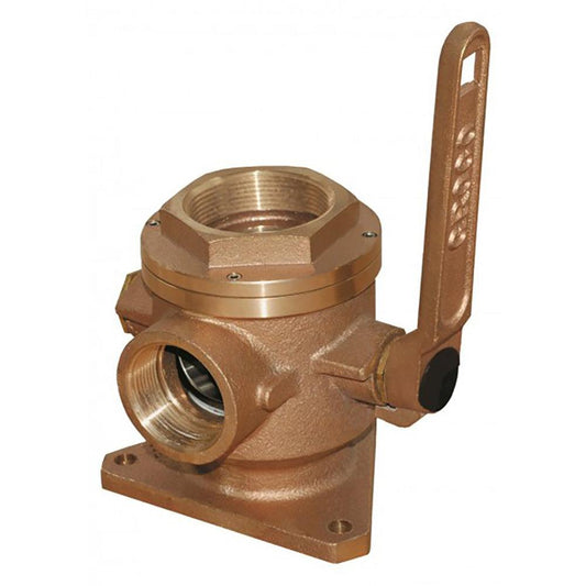 GROCO 4" Bronze Flanged Seacock & Adaptor w/3" NPT Side Port - Boat Gear USA