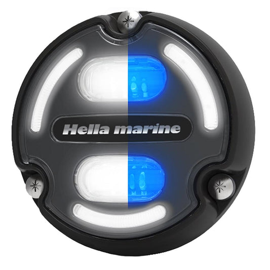 Hella Marine Apelo A2 Blue White Underwater Light - 3000 Lumens - Black Housing - Charcoal Lens w/Edge Light - Boat Gear USA