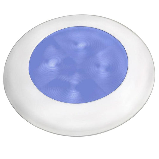 Hella Marine Blue LED Round Courtesy Lamp - White Bezel - 24V - Boat Gear USA