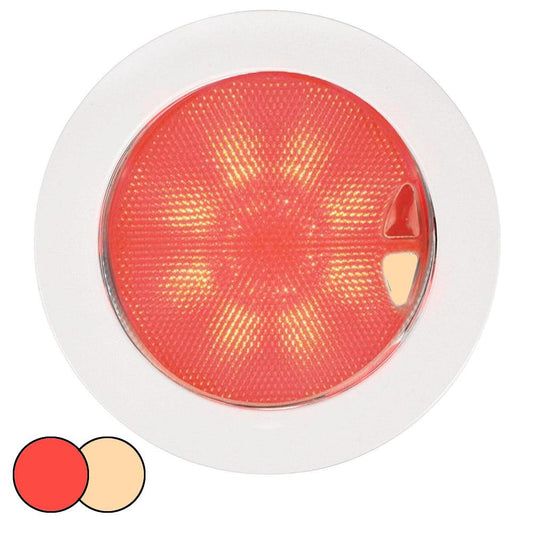 Hella Marine EuroLED 150 Recessed Surface Mount Touch Lamp - Red/Warm White LED - White Plastic Rim - Boat Gear USA