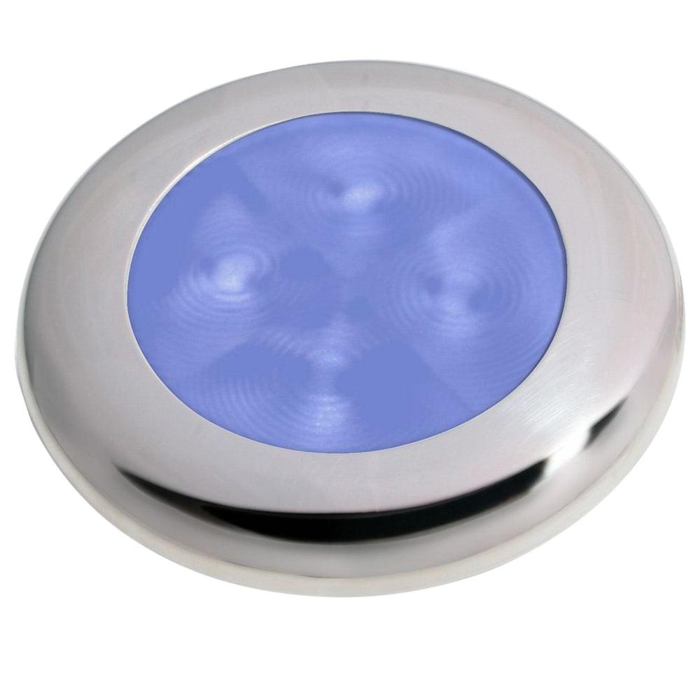 Hella Marine Polished Stainless Steel Rim LED Courtesy Lamp - Blue - Boat Gear USA