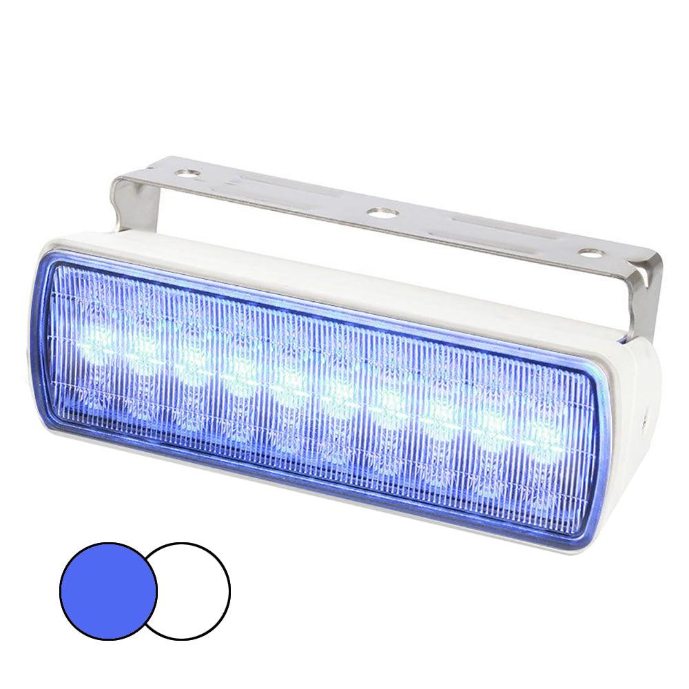 Hella Marine Sea Hawk XL Dual Color LED FloodLights - Blue/White LED - White Housing - Boat Gear USA