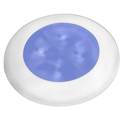 Hella Marine Slim Line LED 'Enhanced Brightness' Round Courtesy Lamp - Blue LED - White Plastic Bezel - 12V - Boat Gear USA