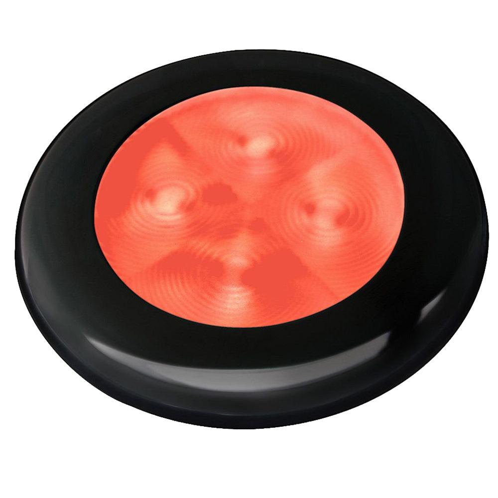 Hella Marine Slim Line LED 'Enhanced Brightness' Round Courtesy Lamp - Red LED - Black Plastic Bezel - 12V - Boat Gear USA