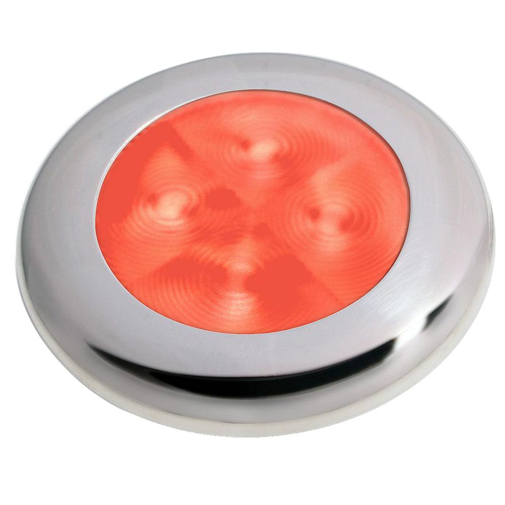 Hella Marine Slim Line LED 'Enhanced Brightness' Round Courtesy Lamp - Red LED - Stainless Steel Bezel - 12V - Boat Gear USA
