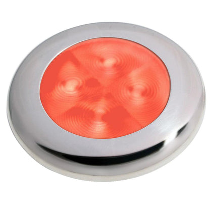 Hella Marine Slim Line LED 'Enhanced Brightness' Round Courtesy Lamp - Red LED - Stainless Steel Bezel - 12V - Boat Gear USA