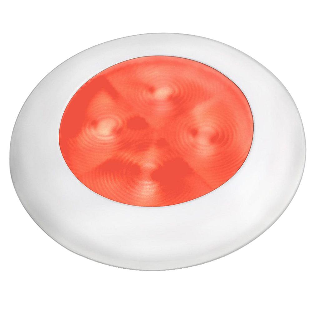 Hella Marine Slim Line LED 'Enhanced Brightness' Round Courtesy Lamp - Red LED - White Plastic Bezel - 12V - Boat Gear USA