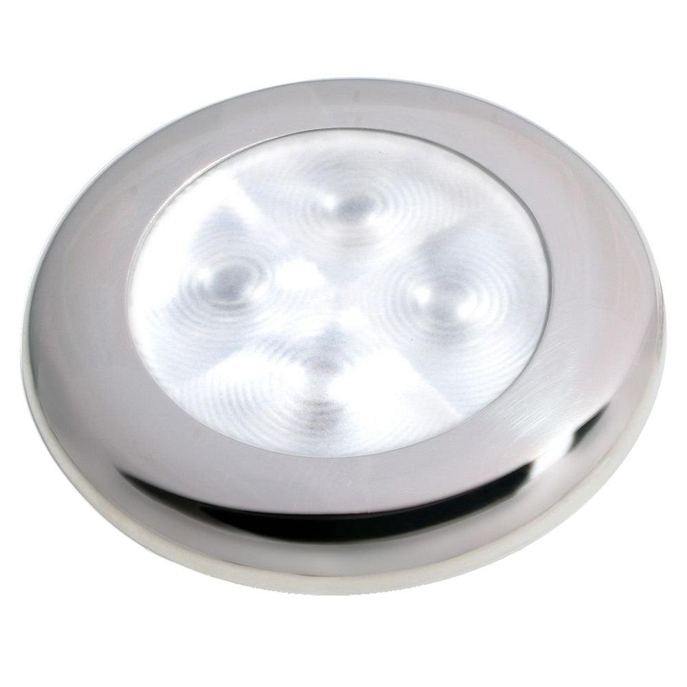 Hella Marine Slim Line LED 'Enhanced Brightness' Round Courtesy Lamp - White LED - Stainless Steel Bezel - 12V - Boat Gear USA