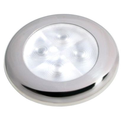 Hella Marine Slim Line LED 'Enhanced Brightness' Round Courtesy Lamp - White LED - Stainless Steel Bezel - 12V - Boat Gear USA