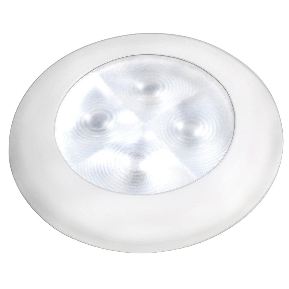 Hella Marine Slim Line LED 'Enhanced Brightness' Round Courtesy Lamp - White LED - White Plastic Bezel - 12V - Boat Gear USA