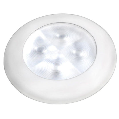 Hella Marine Slim Line LED 'Enhanced Brightness' Round Courtesy Lamp - White LED - White Plastic Bezel - 12V - Boat Gear USA