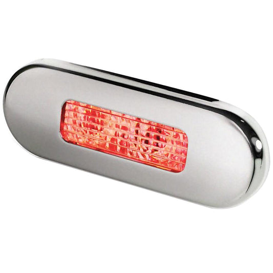 Hella Marine Surface Mount Oblong LED Courtesy Lamp - Red LED - Stainless Steel Bezel - Boat Gear USA