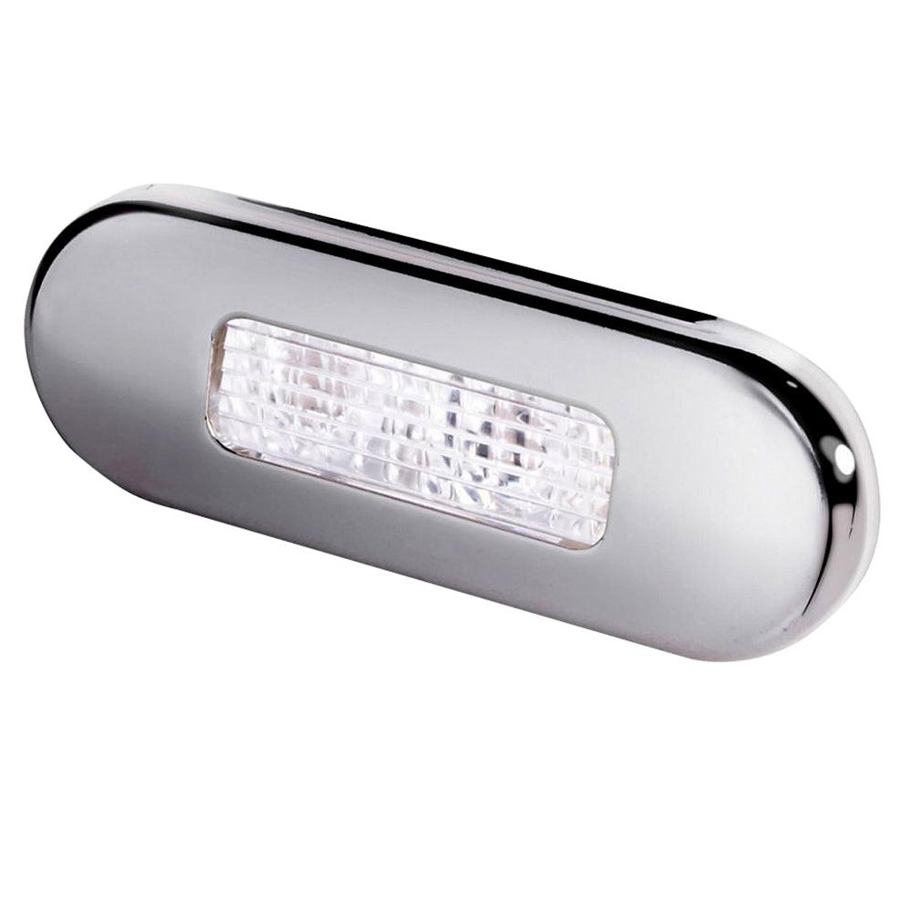 Hella Marine Surface Mount Oblong LED Courtesy Lamp - White LED - Stainless Steel Bezel - Boat Gear USA