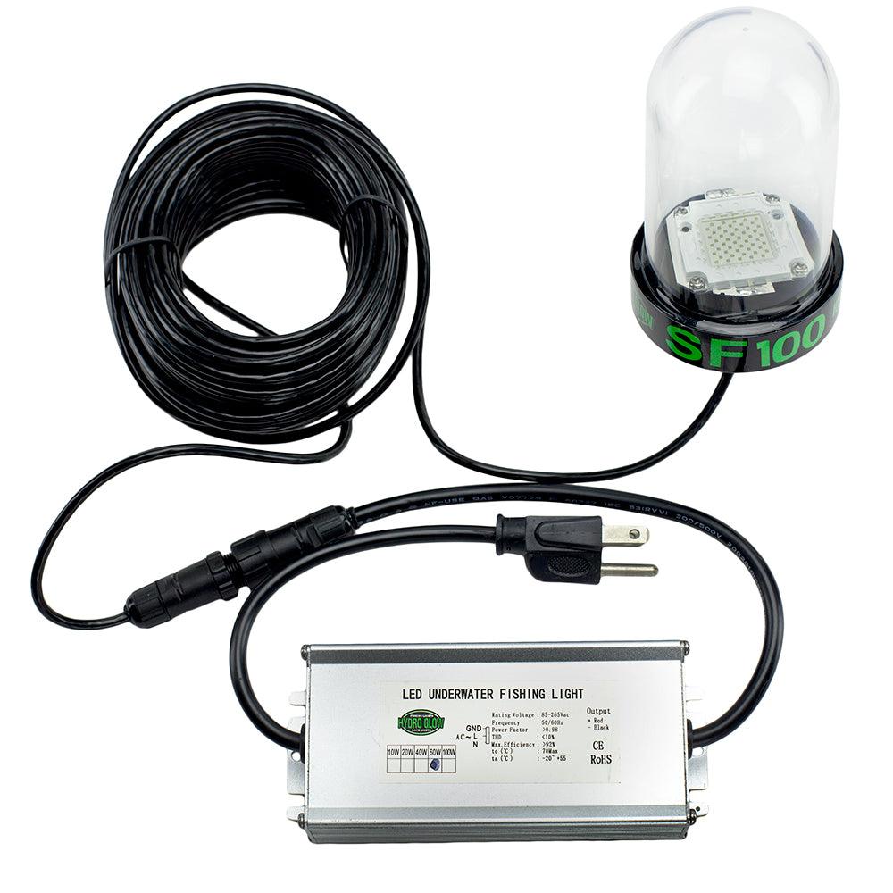 Hydro Glow SF100G 100W/120VVAC Underwater Dock Light - Green Anchored To Bottom - Boat Gear USA