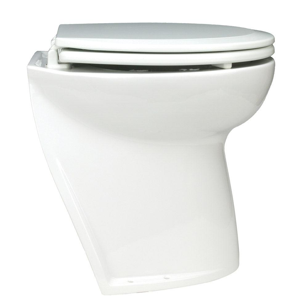 Jabsco Deluxe Flush Electric Toilet - Raw Water - Angled Back - Boat Gear USA