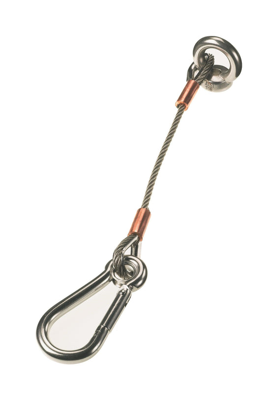 Lewmar 66840028 Anchor Strap 12"" 4mm Cable With 8mm Caribiner Clip - Boat Gear USA