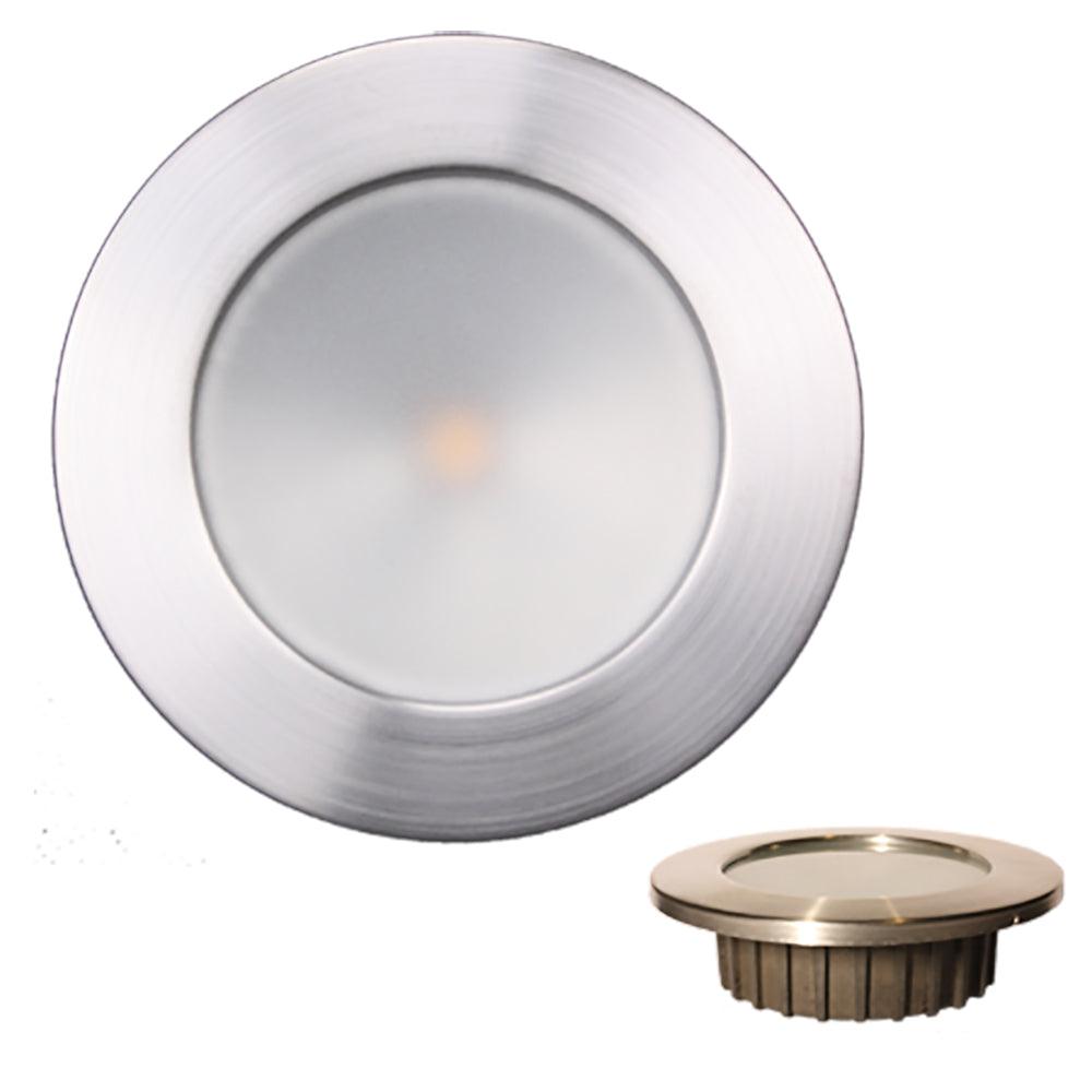 Lunasea “ZERO EMI” Recessed 3.5” LED Light - Warm White, Blue w/Brushed Stainless Steel Bezel - 12VDC - Boat Gear USA