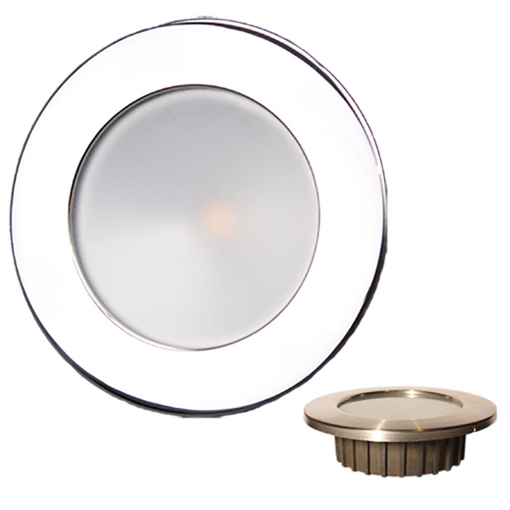 Lunasea “ZERO EMI” Recessed 3.5” LED Light - Warm White, Blue w/Polished Stainless Steel Bezel - 12VDC - Boat Gear USA