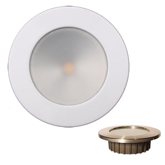 Lunasea “ZERO EMI” Recessed 3.5” LED Light - Warm White, Red w/White Stainless Steel Bezel - 12VDC - Boat Gear USA