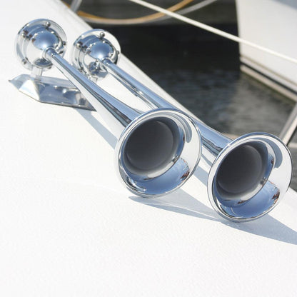 Marinco 12V Chrome Plated Dual Trumpet Air Horn - Boat Gear USA