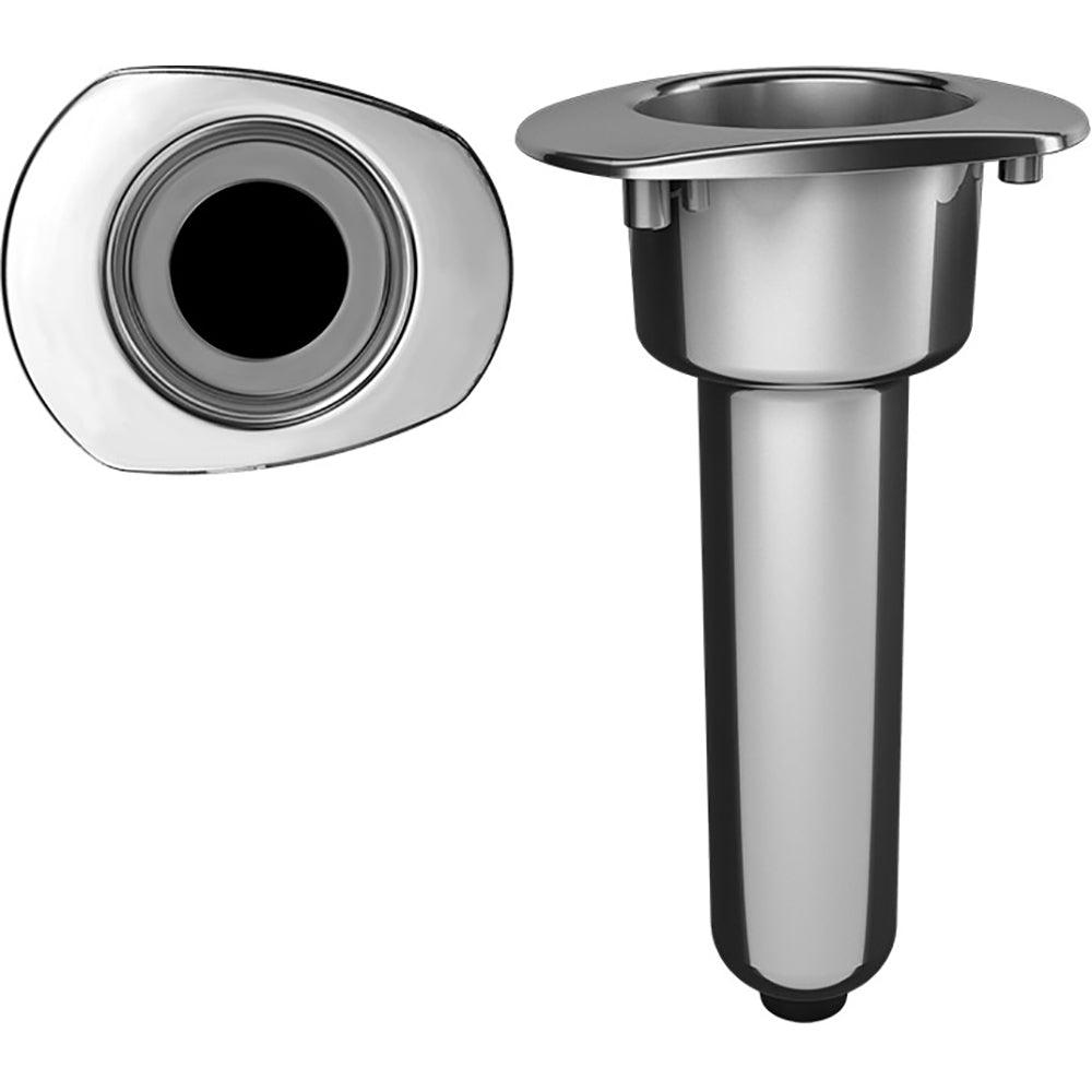 Mate Series Elite Screwless Stainless Steel 0° Rod & Cup Holder - Drain - Oval Top - Boat Gear USA