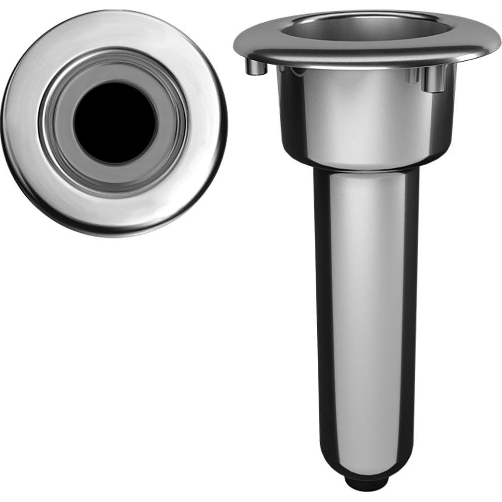 Mate Series Elite Screwless Stainless Steel 0° Rod & Cup Holder - Drain - Round Top - Boat Gear USA