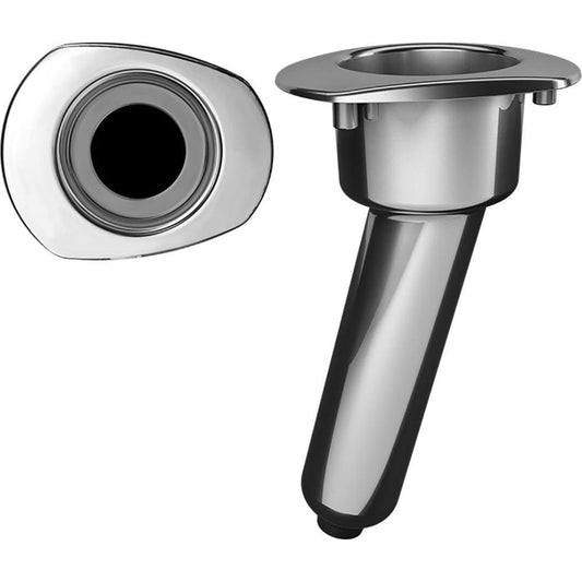 Mate Series Elite Screwless Stainless Steel 15° Rod & Cup Holder - Drain - Oval Top - Boat Gear USA