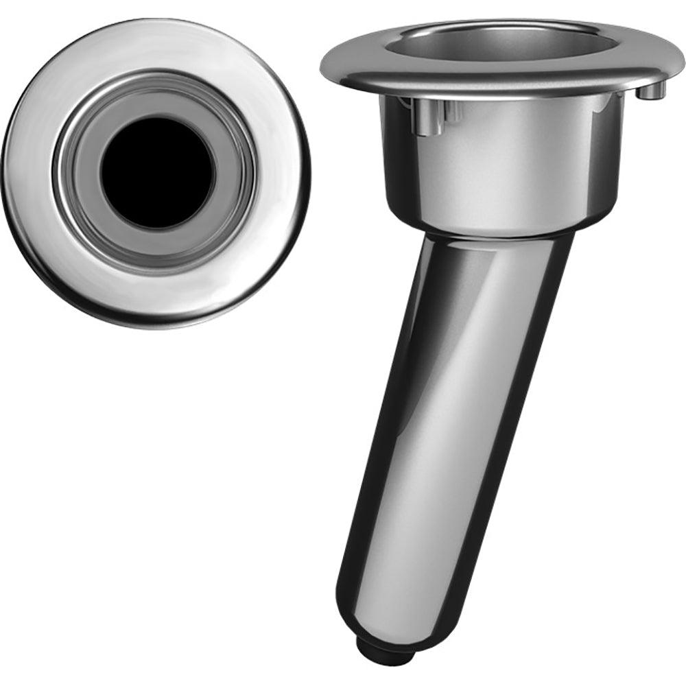 Mate Series Elite Screwless Stainless Steel 15° Rod & Cup Holder - Drain - Round Top - Boat Gear USA