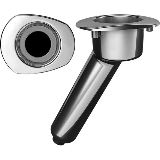 Mate Series Elite Screwless Stainless Steel 30° Rod & Cup Holder - Drain - Oval Top - Boat Gear USA