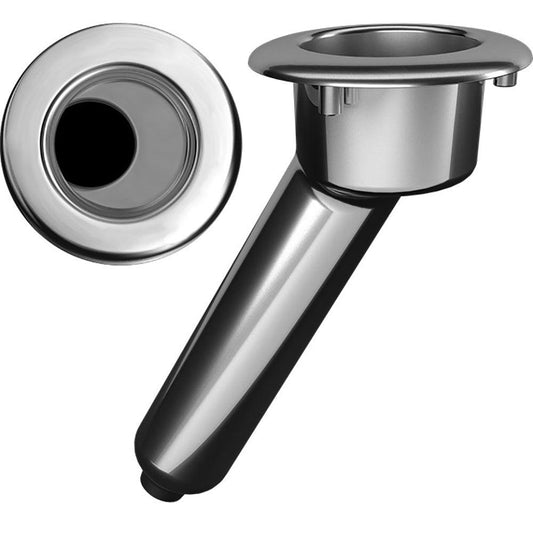 Mate Series Elite Screwless Stainless Steel 30° Rod & Cup Holder - Drain - Round Top - Boat Gear USA