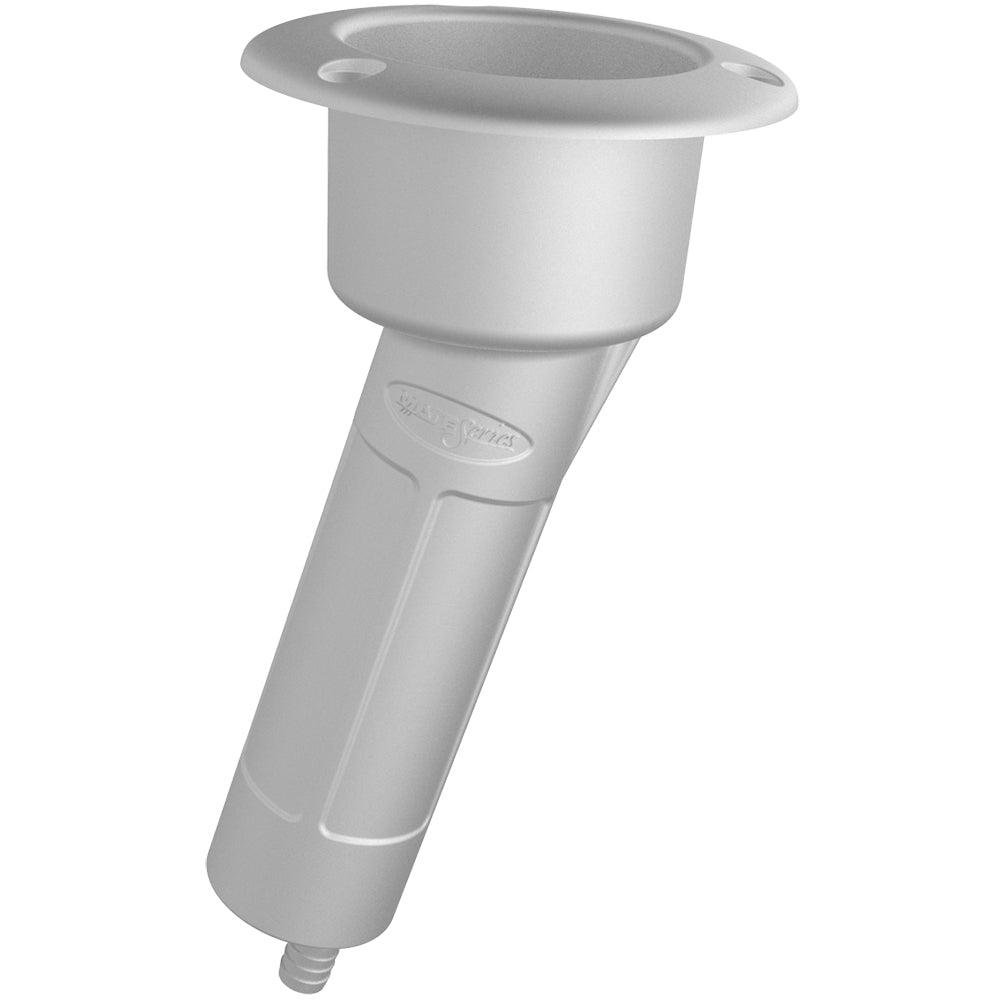 Mate Series Plastic 15° Rod & Cup Holder - Drain - Round Top - White - Boat Gear USA