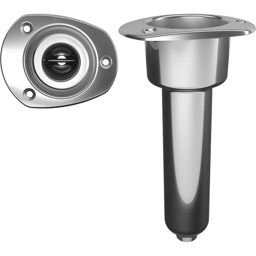 Mate Series Stainless Steel 0° Rod & Cup Holder - Drain - Oval Top - Boat Gear USA