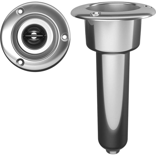 Mate Series Stainless Steel 0° Rod & Cup Holder - Drain - Round Top - Boat Gear USA