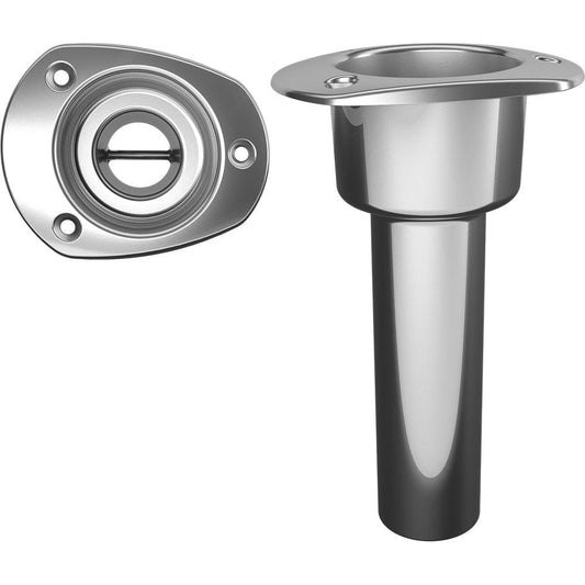 Mate Series Stainless Steel 0° Rod & Cup Holder - Open - Oval Top - Boat Gear USA