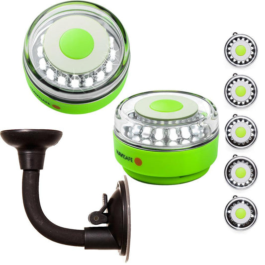 Navisafe Portable Navilight 360° 2NM Rescue - Glow In The Dark - Green w/Bendable Suction Cup Mount - Boat Gear USA