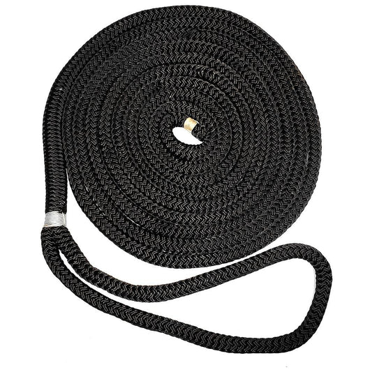 New England Ropes 1/2" Double Braid Dock Line - Black - 15' - Boat Gear USA