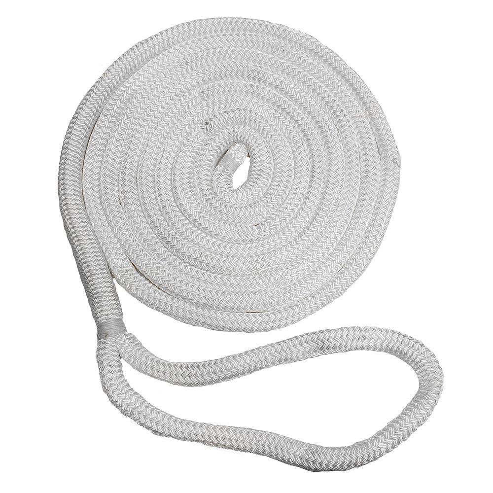 New England Ropes 1/2" Double Braid Dock Line - White - 25' - Boat Gear USA