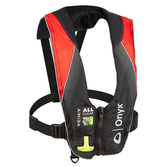 Onyx A/M-24 Series All Clear Automatic/Manual Inflatable Life Jacket - Black/Red - Adult - Boat Gear USA