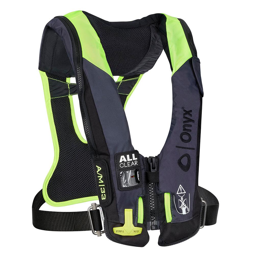 Onyx Impulse A/M 33 All Clear w/Harness Auto/Manual Inflatable Life Jacket - Grey - Boat Gear USA